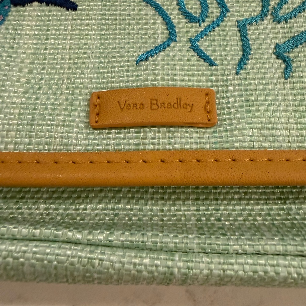 Sold-Embroidered Sea Turtle Fold-Over Clutch - Mint - Picture 4 of 7